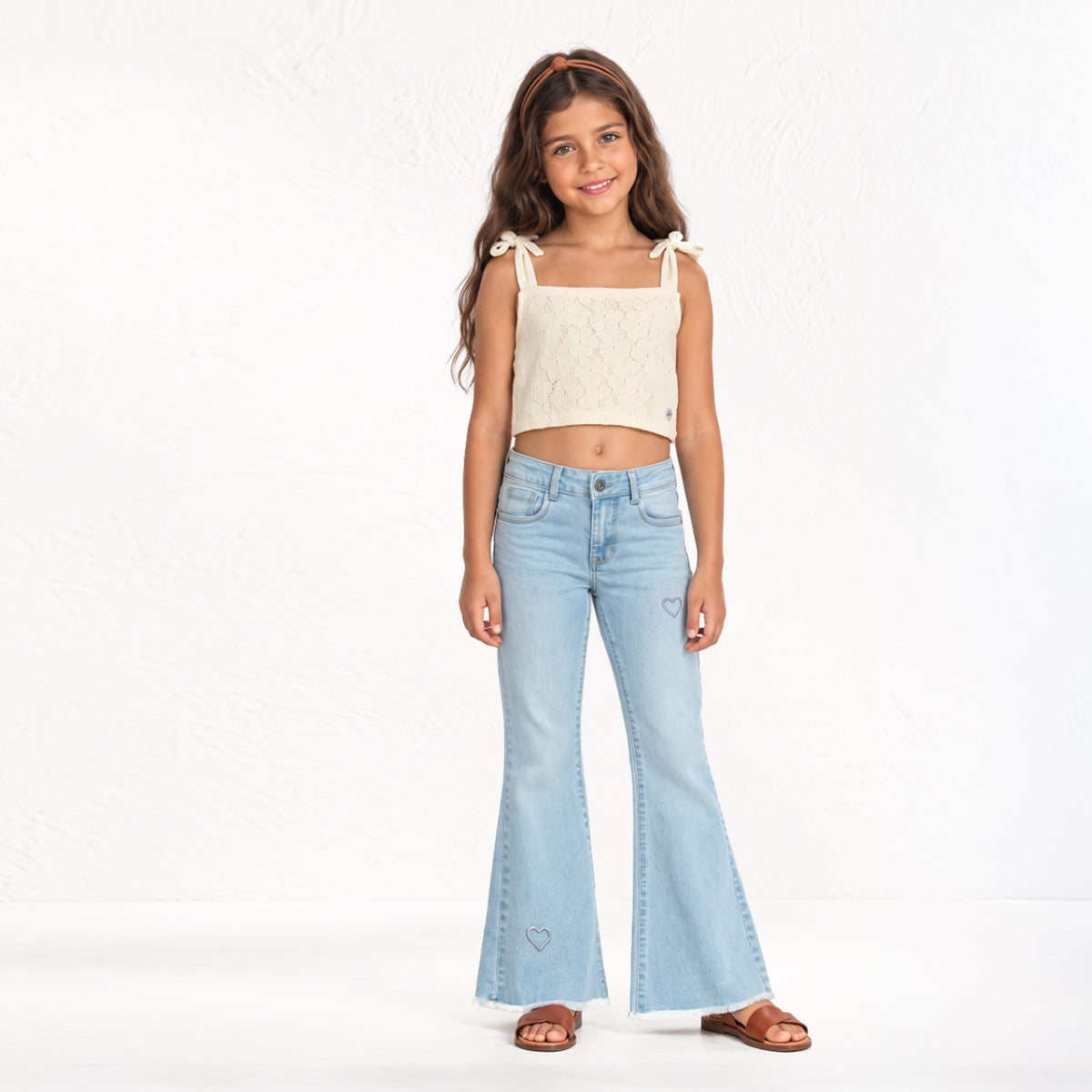 Jeans Mezclilla Flare Celeste Niña
