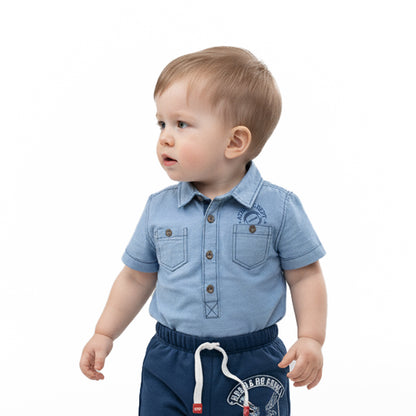 Camisa Body Mezclilla Liviana Celeste Bebé Niño