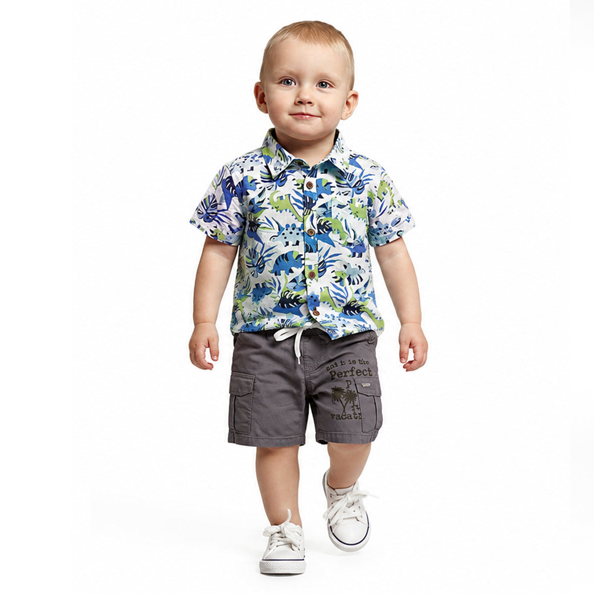 Camisa Dinosaurios Azul Bebé Niño