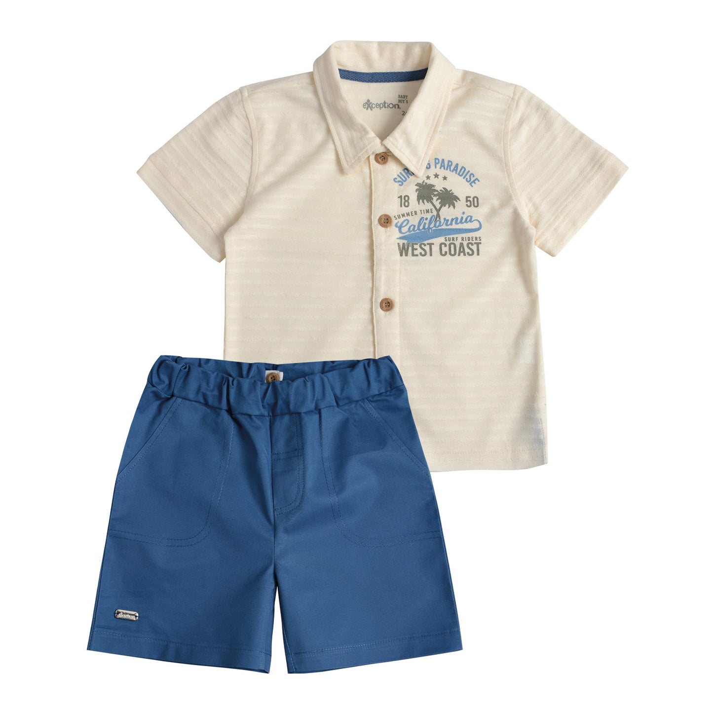 Conjunto Camisa y Bermuda Tela Bebé Niño