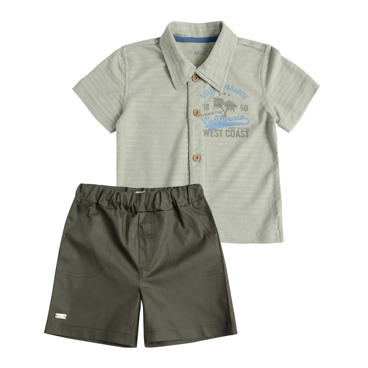 Conjunto Camisa y Bermuda Tela Bebé Niño