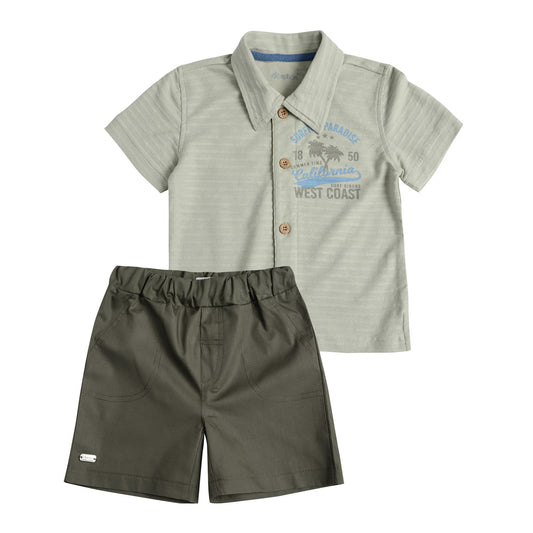 Conjunto Camisa y Bermuda Tela Bebé Niño