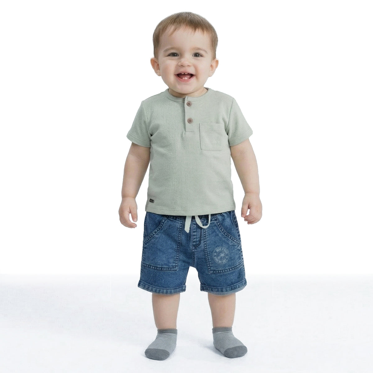 Polera Botones Verde Bebé Niño