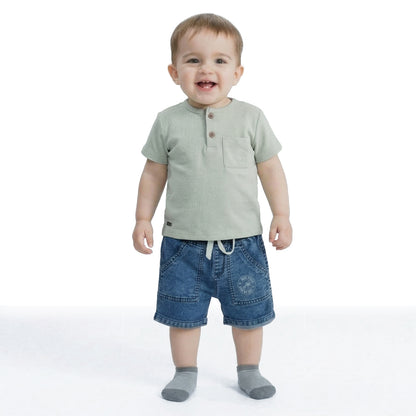 Polera Botones Verde Bebé Niño