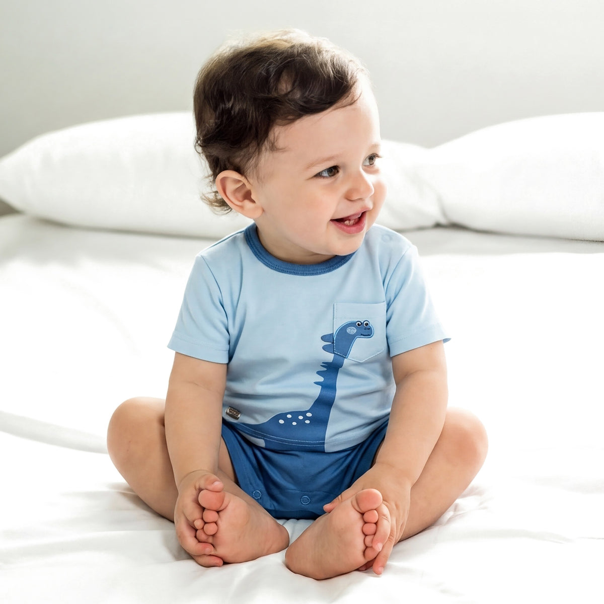Enterito Corto Celeste Bebé Niño