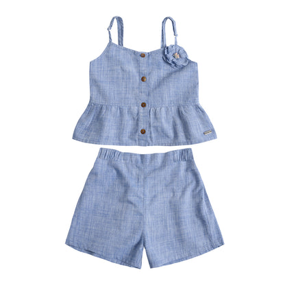 Conjunto Tela Polera y Short Niña