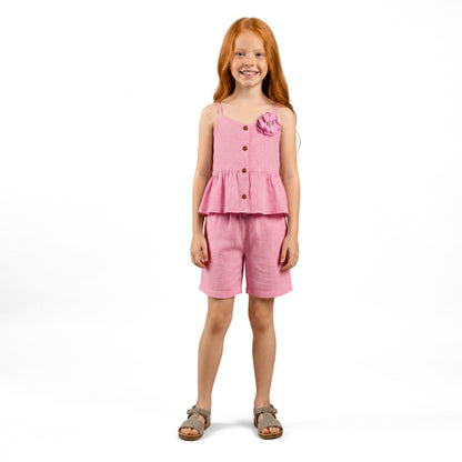 Conjunto Tela Polera y Short Niña