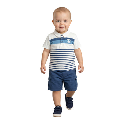 Conjunto Polera y Bermuda Gabardina Bebé Niño