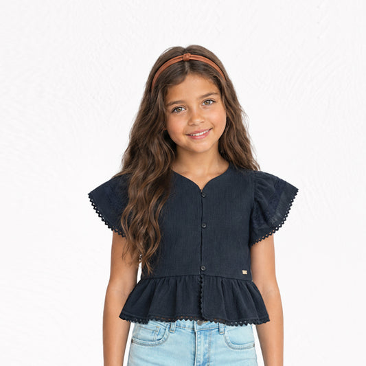 Blusa Bambula Niña Negro