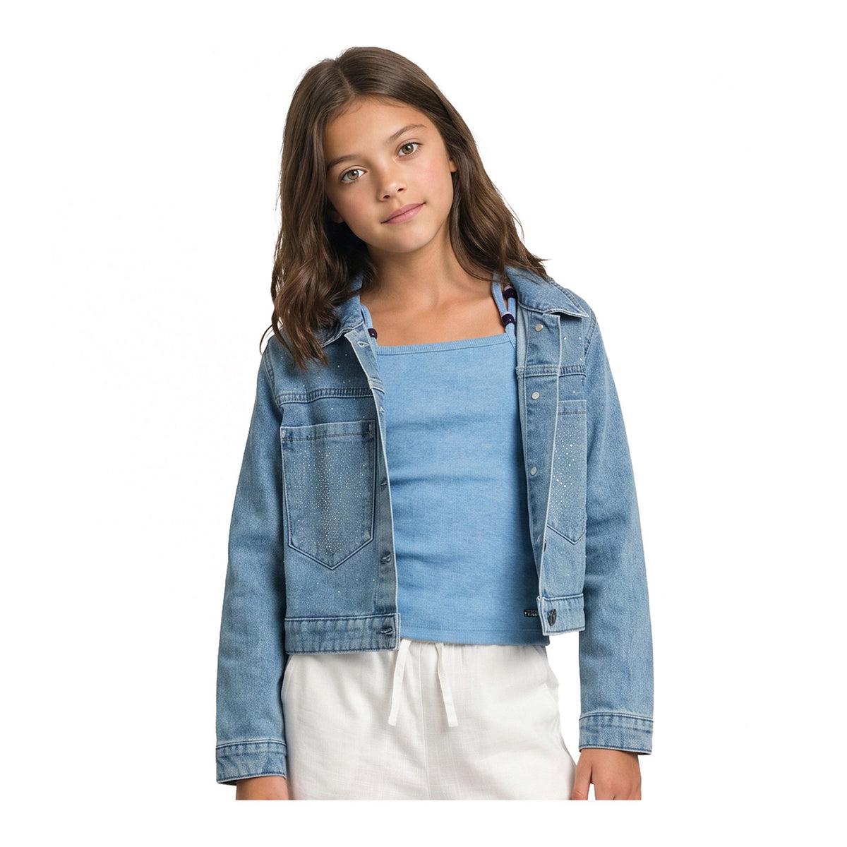 Chaqueta Mezclilla Brillitos Celeste Niña