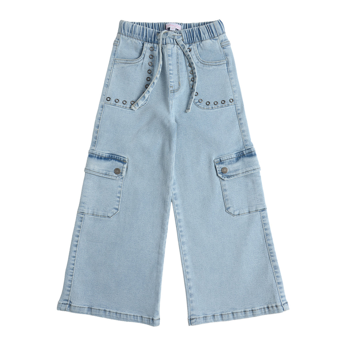Jeans Mezclilla Palazzo Cargo Celeste Niña