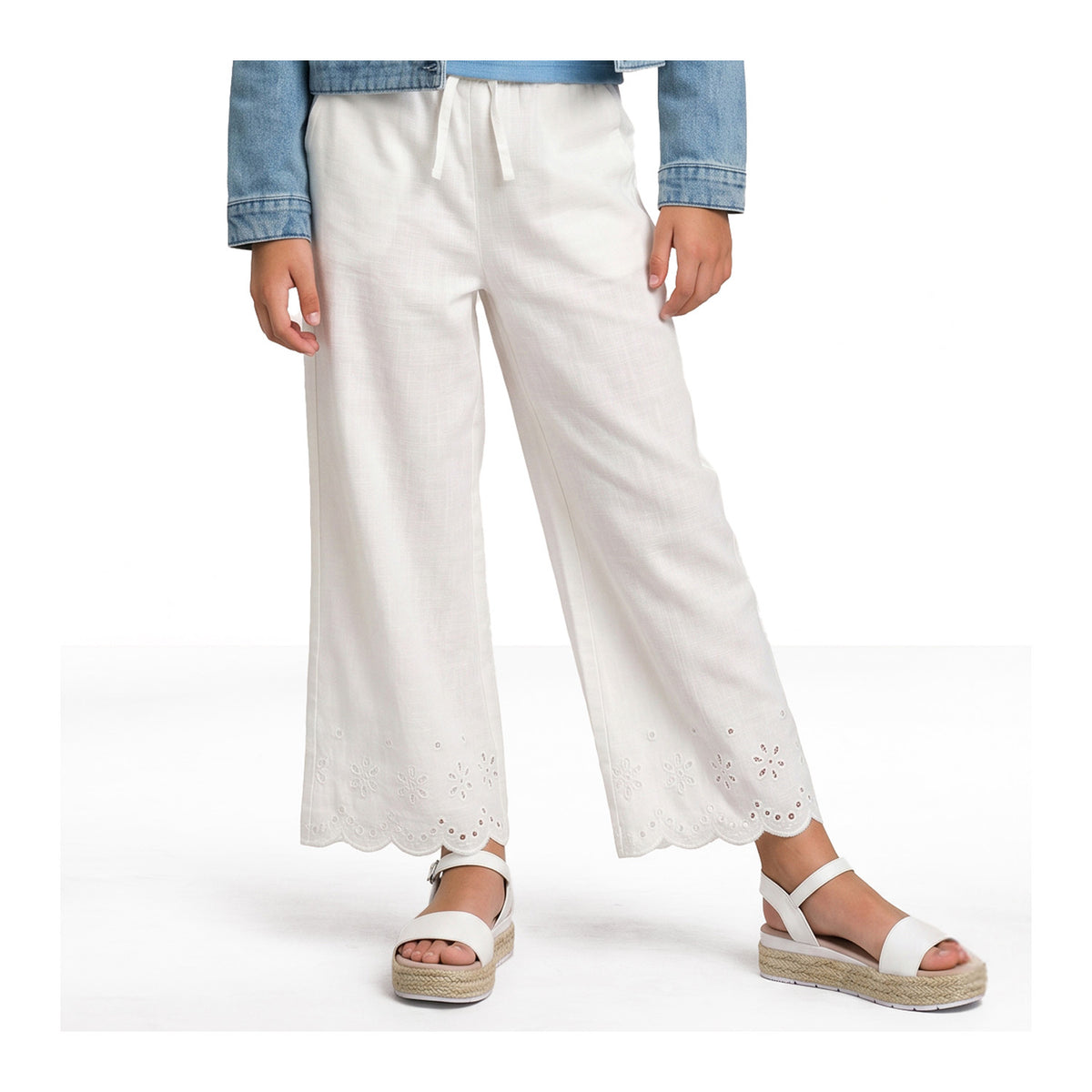 Pantalón Algodón Palazzo Blanco Niña
