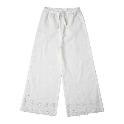 Pantalón Algodón Palazzo Blanco Niña