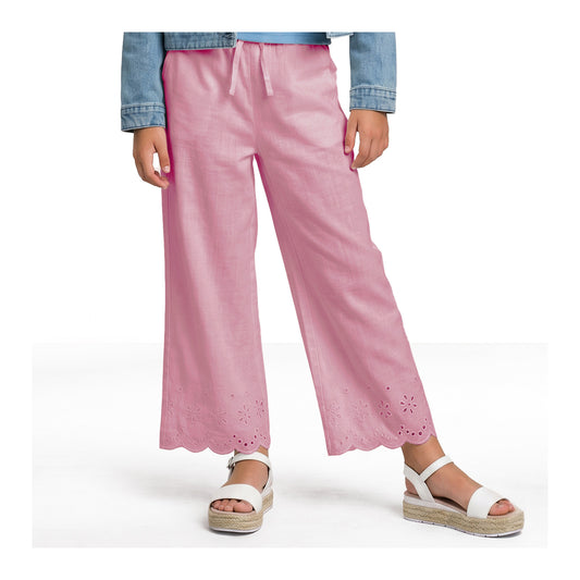 Pantalón Algodón Palazzo Niña Rosado