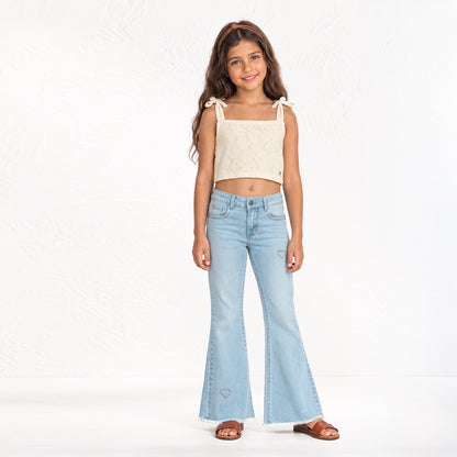 Jeans Mezclilla Flare Celeste Niña