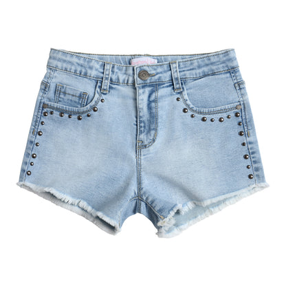 Short Mezclilla Tachas Celeste Niña