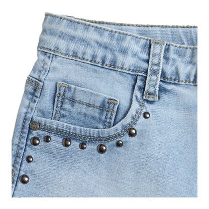 Short Mezclilla Tachas Celeste Niña